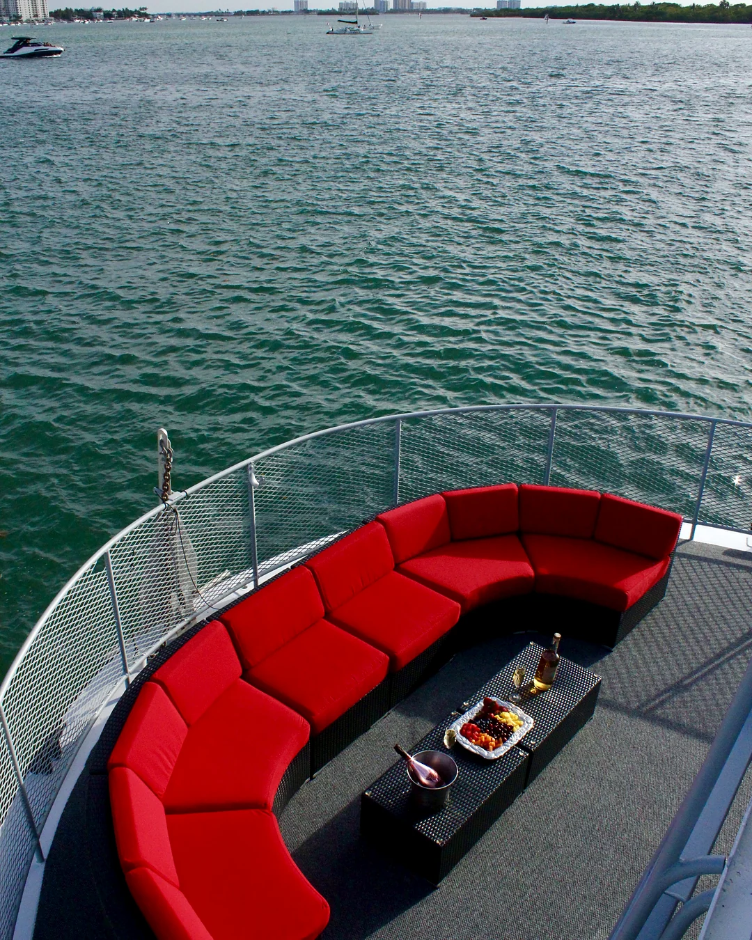 Overhead bow lounge aboard Opus Yacht Miami