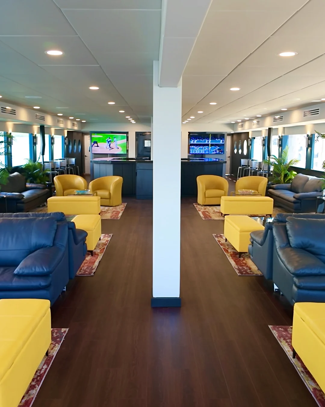 Wide salon lounge aboard Opus Yacht Miami